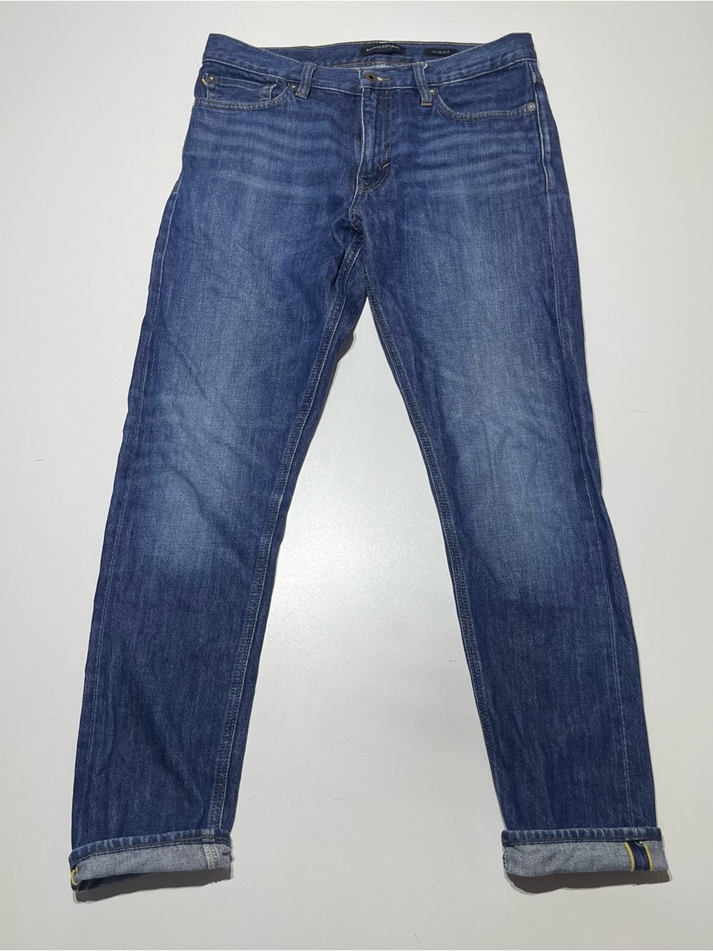 Banana Republic Selvedge Jeans Mens 31x32 Organic Cotton Blue Slim Denim Pants - Picture 4 of 11